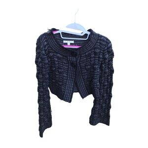 ✨EUC Cabi 614 black grey bubble knit bolero crop sweater S